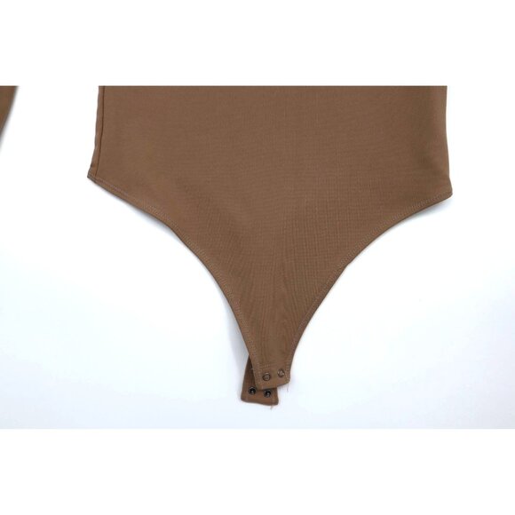 Abercrombie & Fitch Soft  Collection Beige Long-Sleeve Bodysuit Snap Closure S - Picture 3 of 9